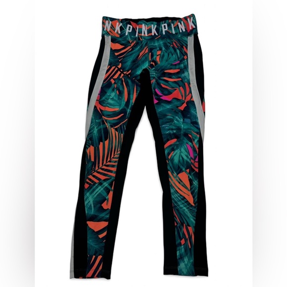 Victoria's Secret PINK Ultimate Tropical Palm/Fern Multicolor Legging Pant - Picture 2 of 6